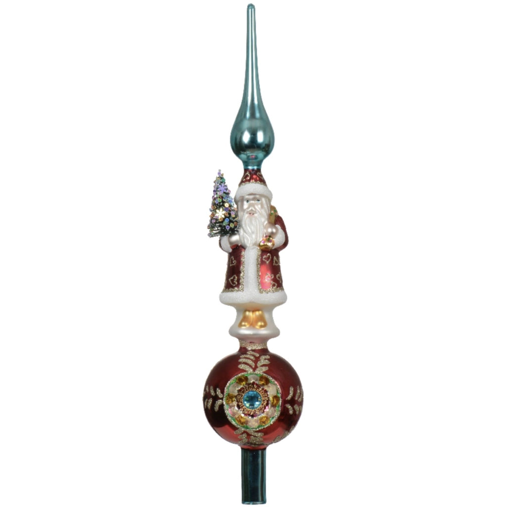 Puntale in vetro babbo natale 40 cm