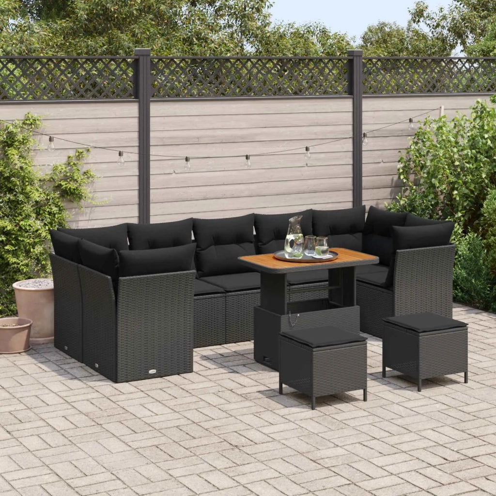 Set Divano da Giardino 10 pcs Nero polyrattan 3361469