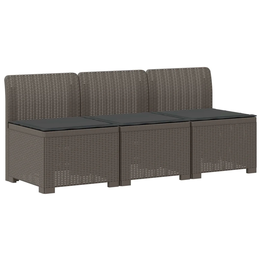 Divano da esterno-Divano da Giardino 3 posti con cuscini in look rattan PP 743095