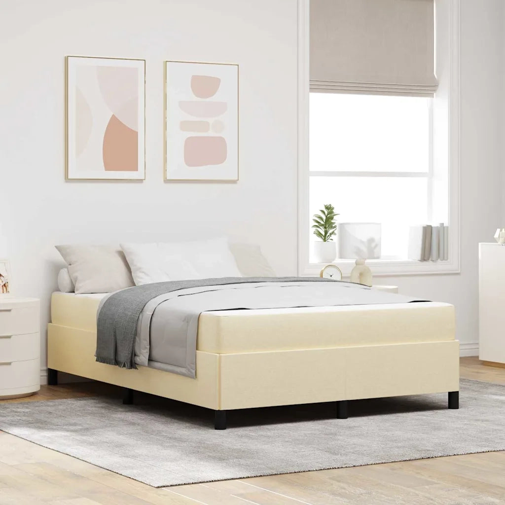 Letto a molle con materasso Crema 140 x 190 cm Tessuto