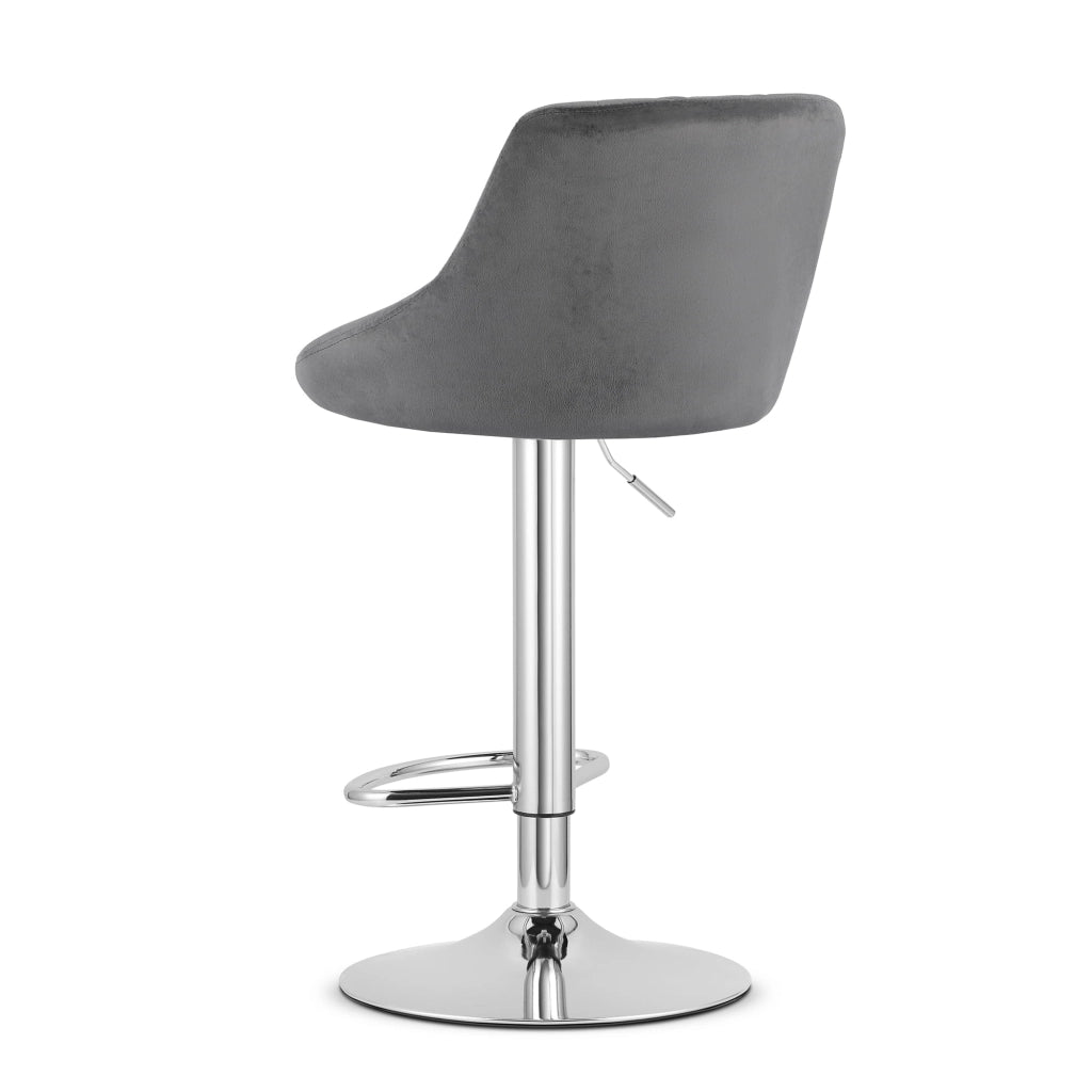 Sgabello girevole VALORA DAKA - Grigio velluto con base cromata x 2