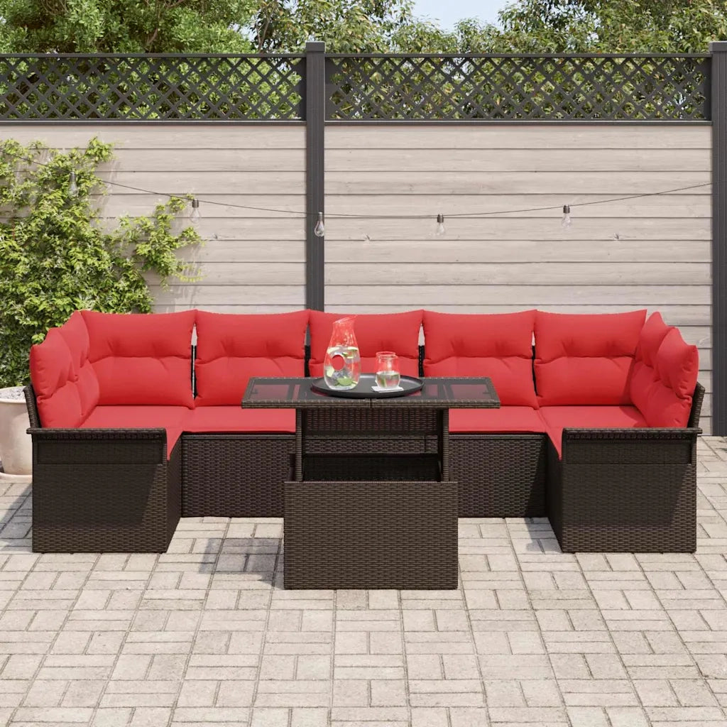 Set Divano da Giardino con cuscino 8 pcs Marrone polyrattan 3348240