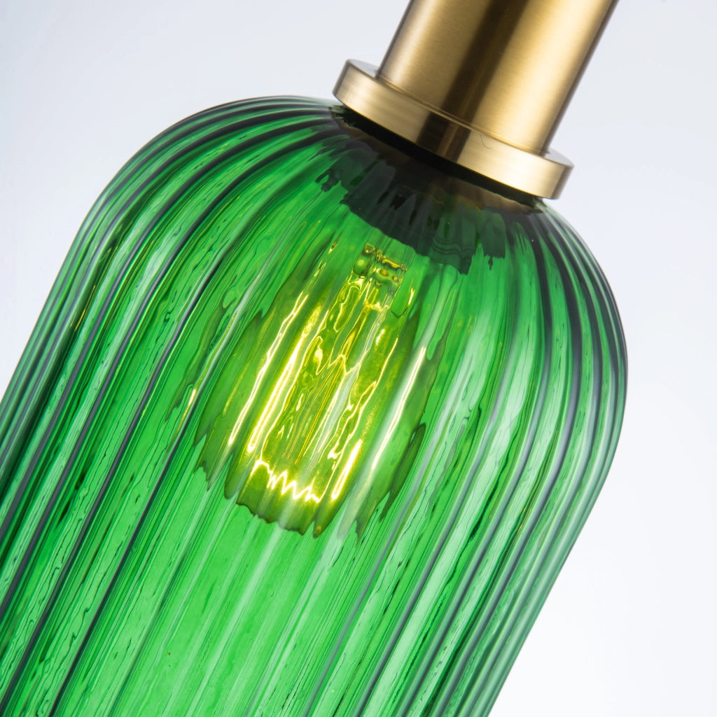 Lampada a sospensione Polux Suffolk verde oro E27 Ø15 cm