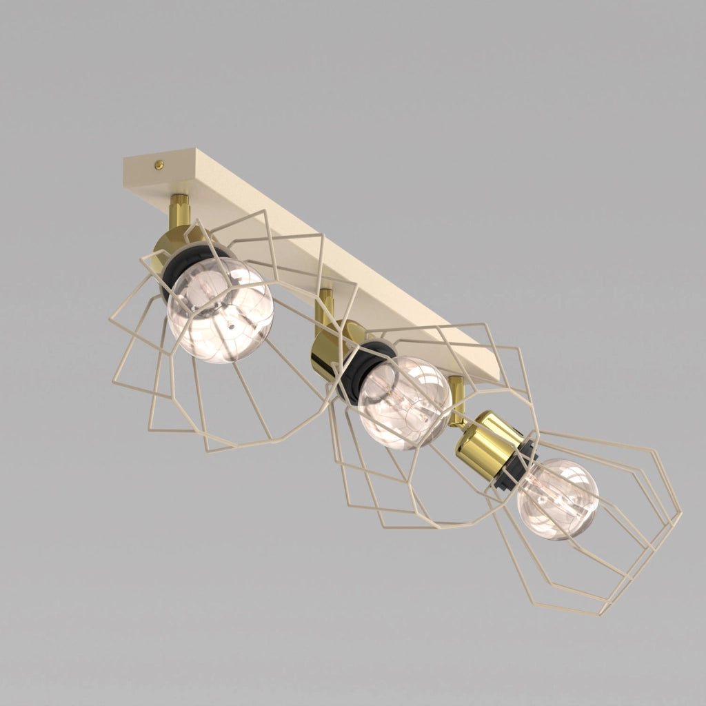 Plafoniera industriale Parkla 3 luci beige oro E27