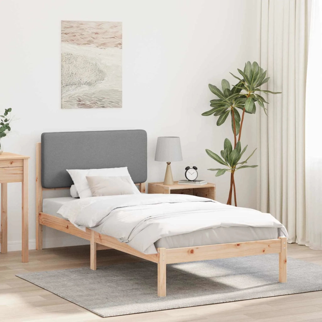 Letto con Testiera Rivestita-Struttura Letto con Testiera Grigio chiaro 75 x 190 cm 422308