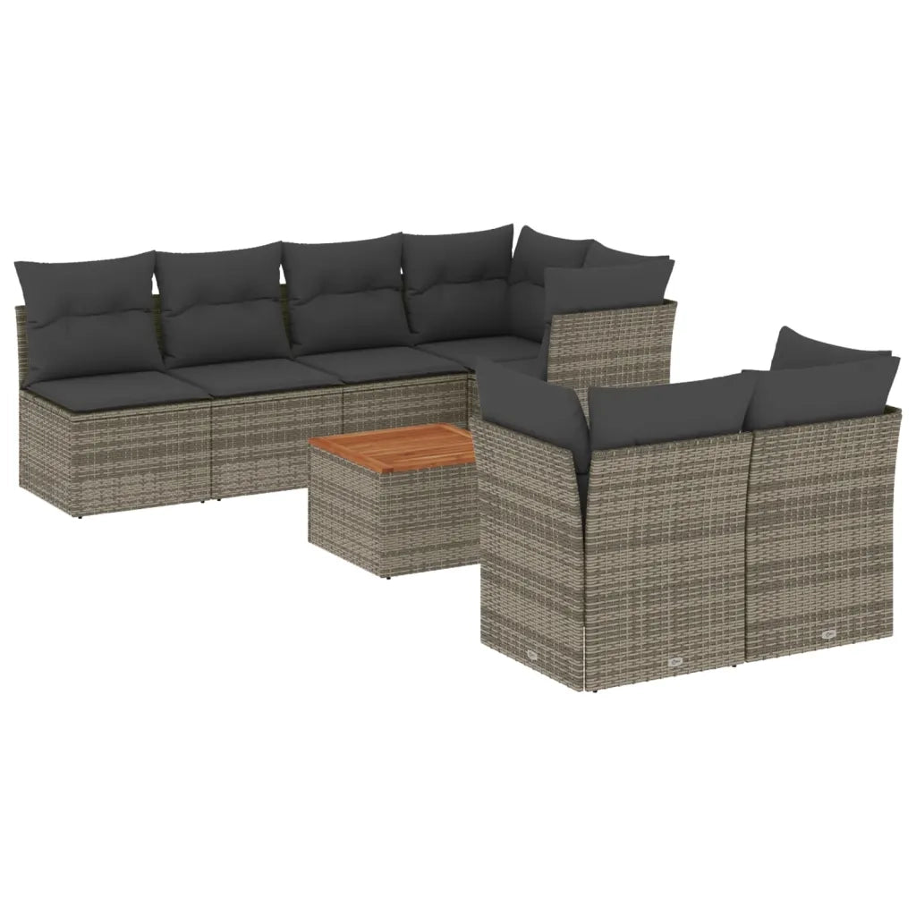 Set Divano da Giardino 8 pz con Cuscini Grigio in Polyrattan 3255850