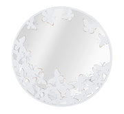 Specchio Rotondo Bianco Butterfly 62,5x2,3 cm in Ferro Specchio e MDF Bianco e Oro