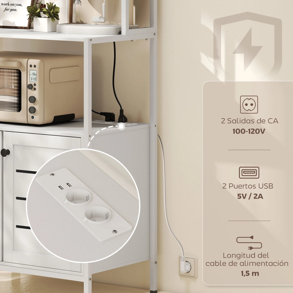 Scaffale da Cucina con Presa e Porte ¨C Minimal ¨C Bianco 80x30x180