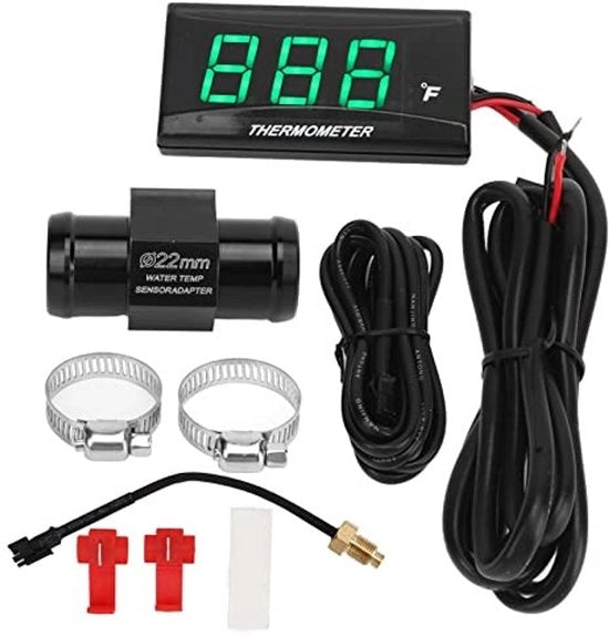 Termometro per temperatura dell'acqua con display LED - Misurazione precisa - Installazione semplice - Realizzato in ABS resistente - Adatto per uso all'aperto - Progettato per un design leggero - Termometro per motori