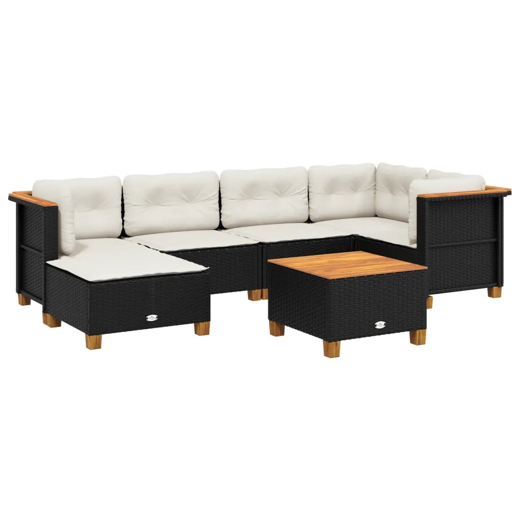 Set Divani da Giardino con Cuscini 7pz Nero Polyrattan 3261917