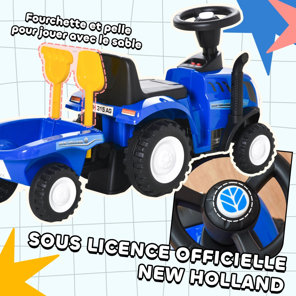 Trattore con Rimorchio e Attrezzi per Bambini ¨C zephmum ¨C Blu, LED, Klaxon