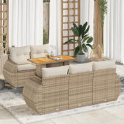 Set Divano da Giardino 6 pz con Cuscini Beige in Polyrattan 3327215