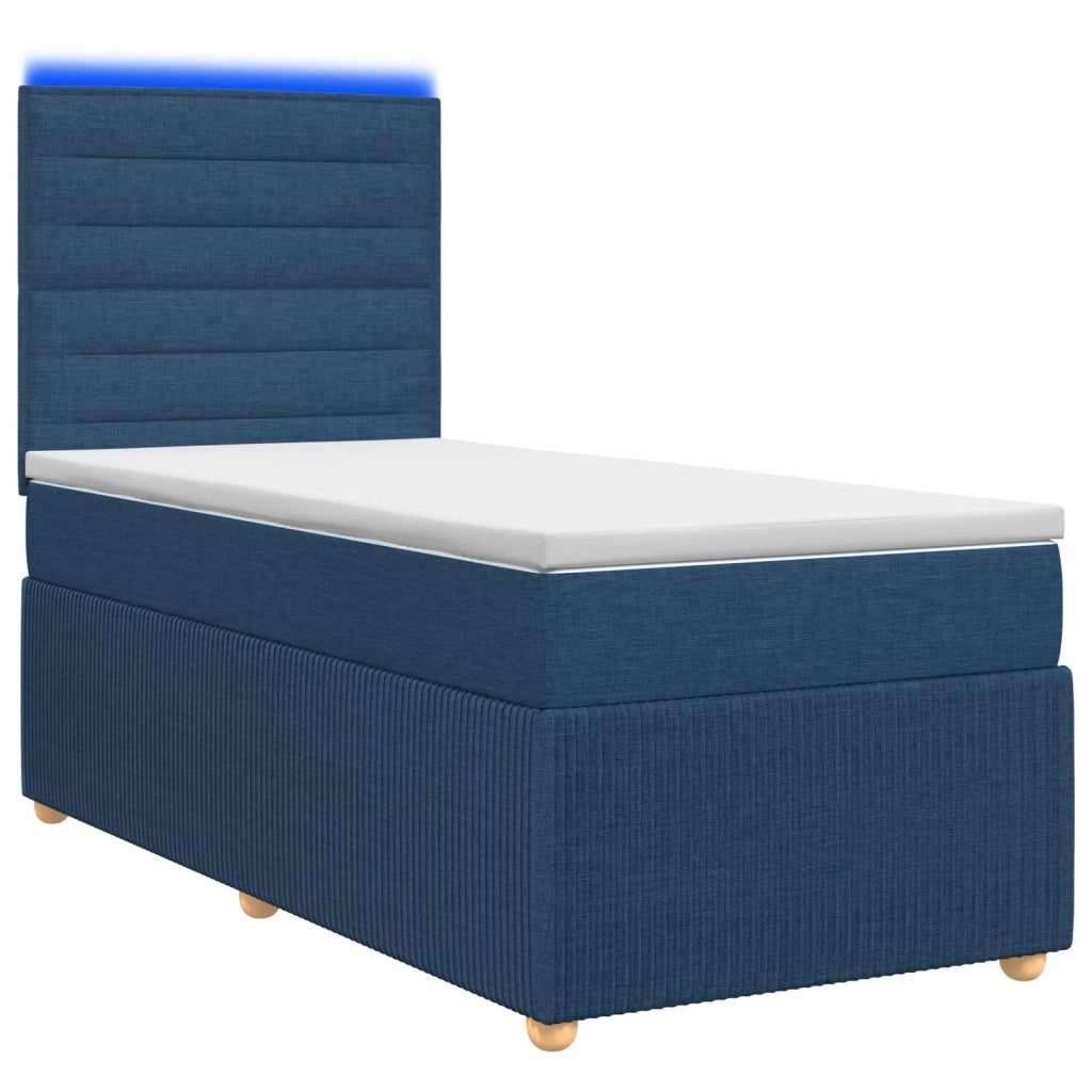 Letto Box Spring LED con Materasso Blu 90 x 190 cm Tessuto 3455747