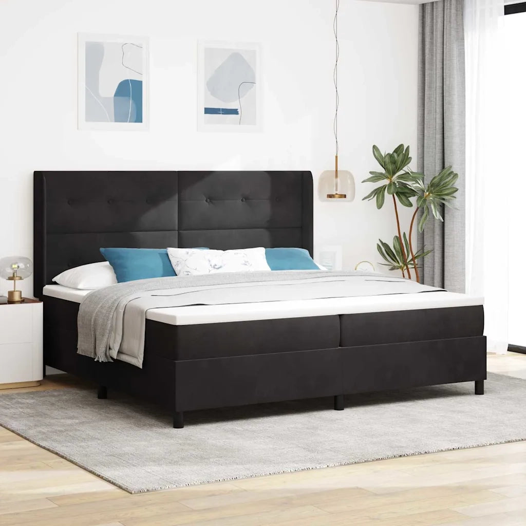 Letto a molle con strisce LED Nero 200 x 200 cm Velluto 3343888