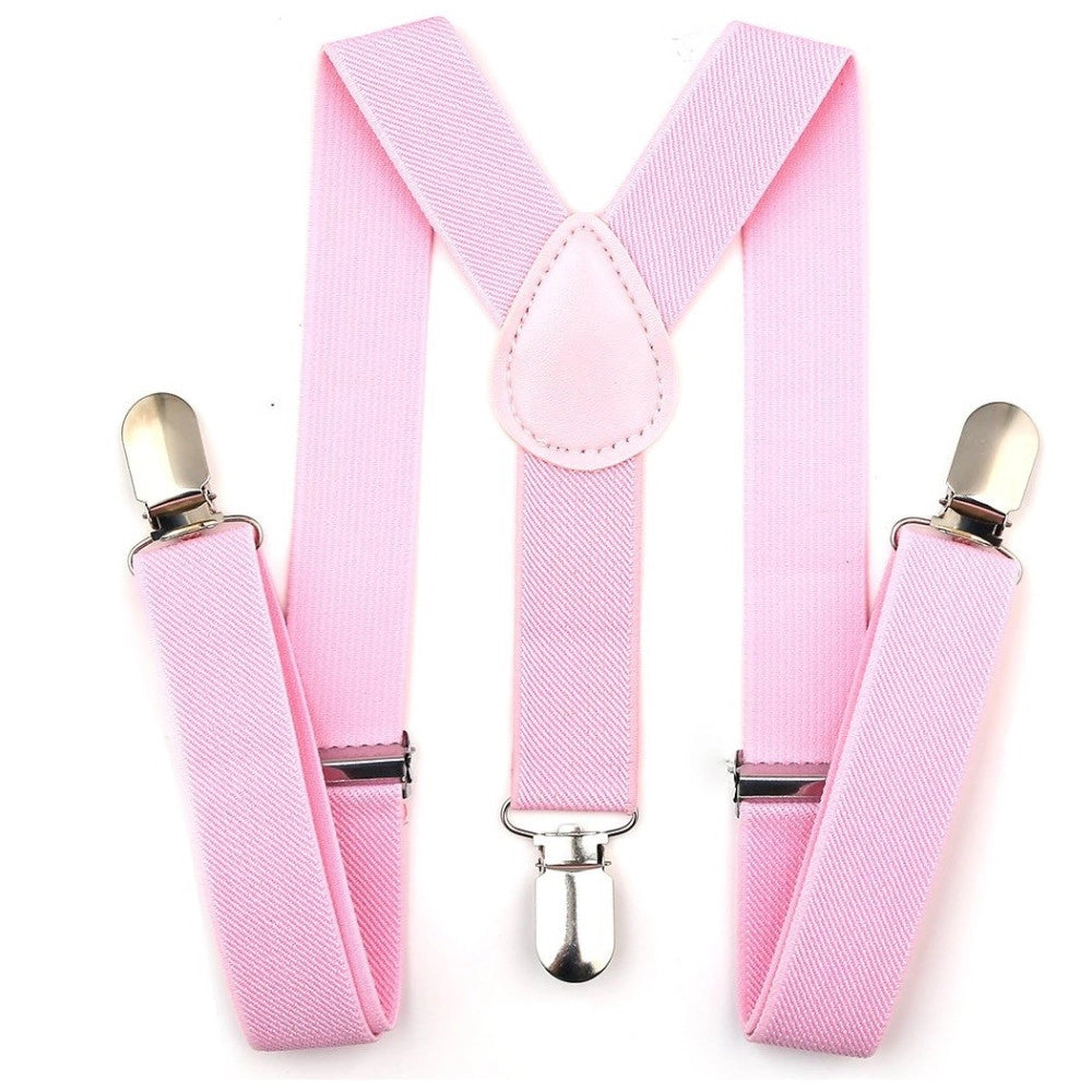 Trade Shop - Bretelle Elasticizzate Tinta Unita Uomo Donna Cinghia Regolabile Rosa -