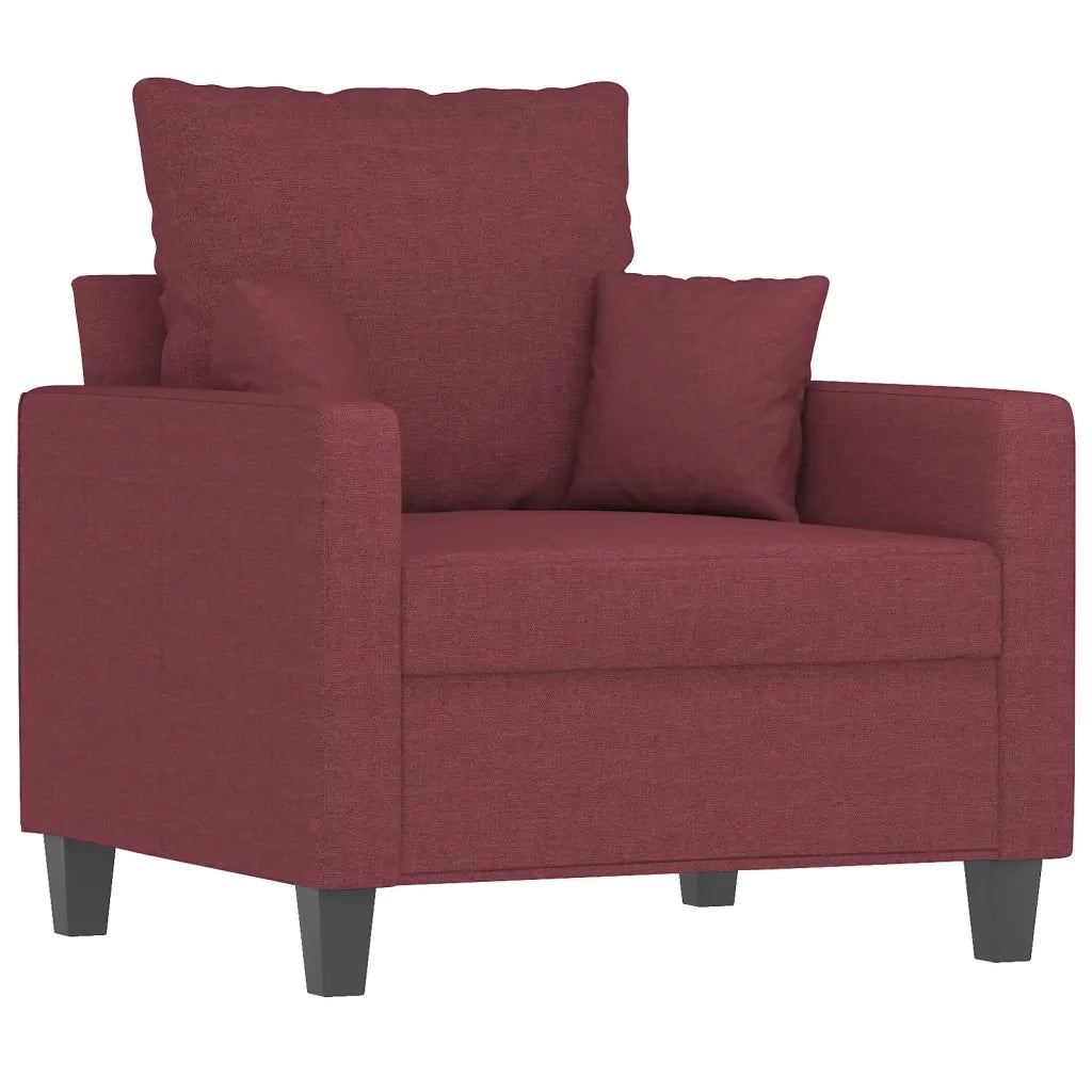 Set di Divani 3 pz con Cuscini Rosso Vino in Tessuto 3201638