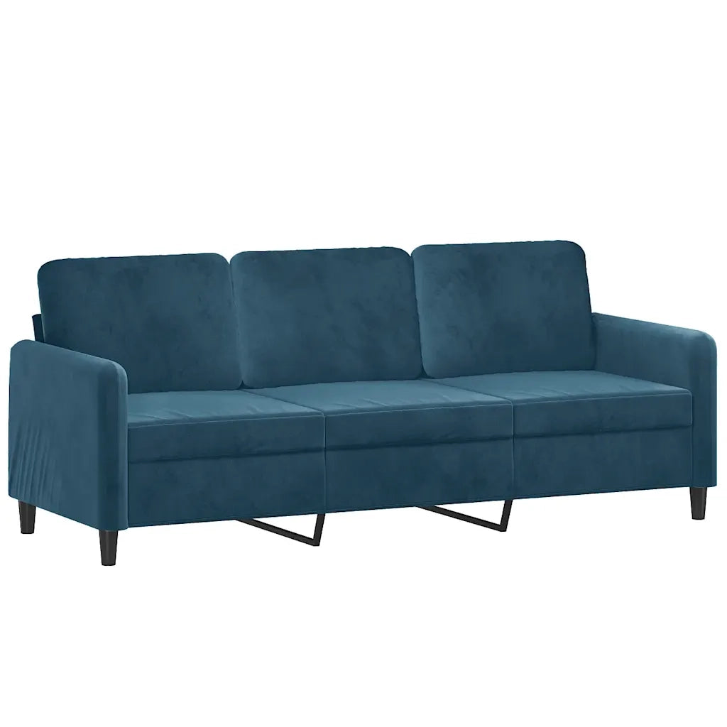 Divano a 3 Posti-Sofa 3 Posti Blu 180 cm in Velluto 427464