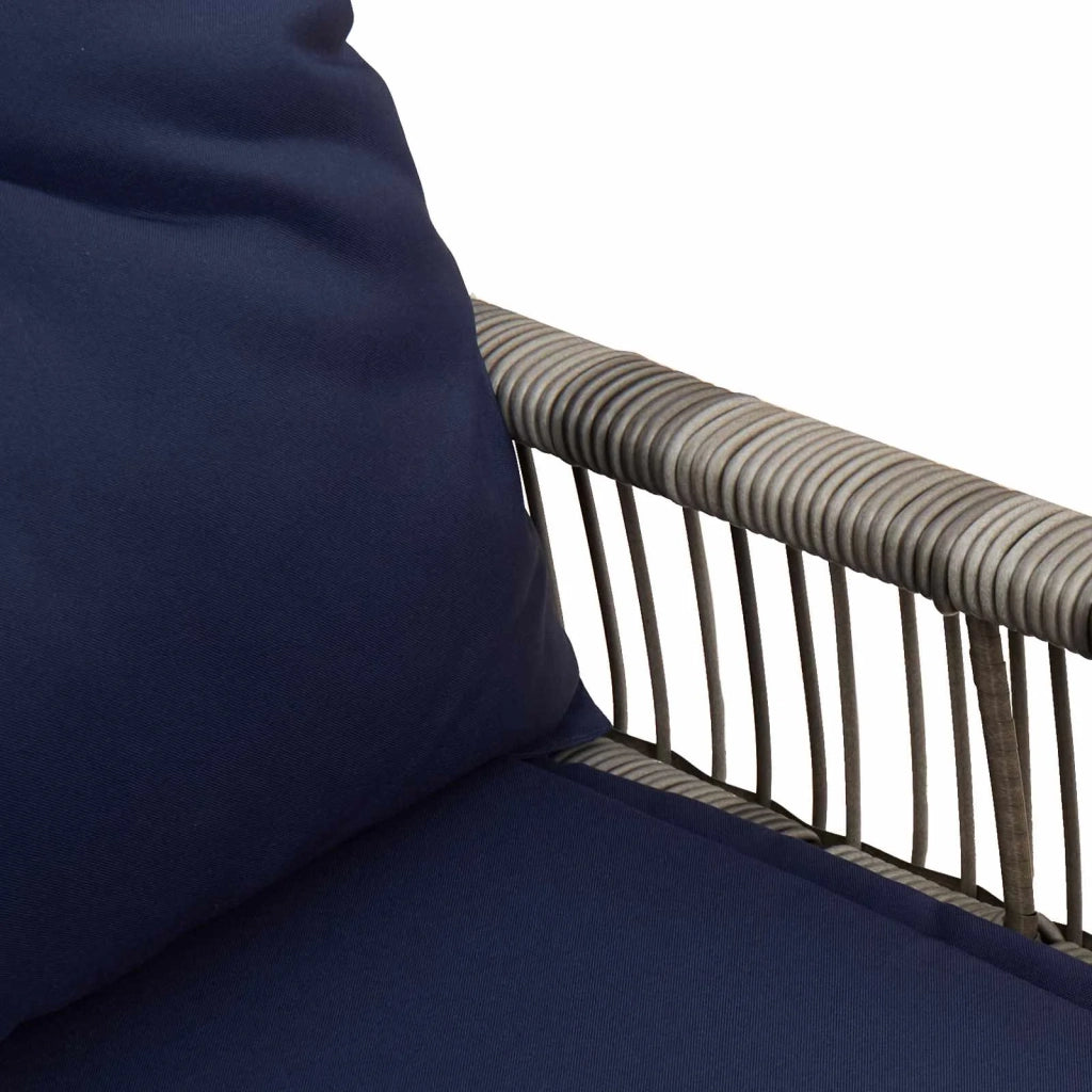 Panchina da esterno 4 pcs Grigio e Blu Navy polyrattan 42025162