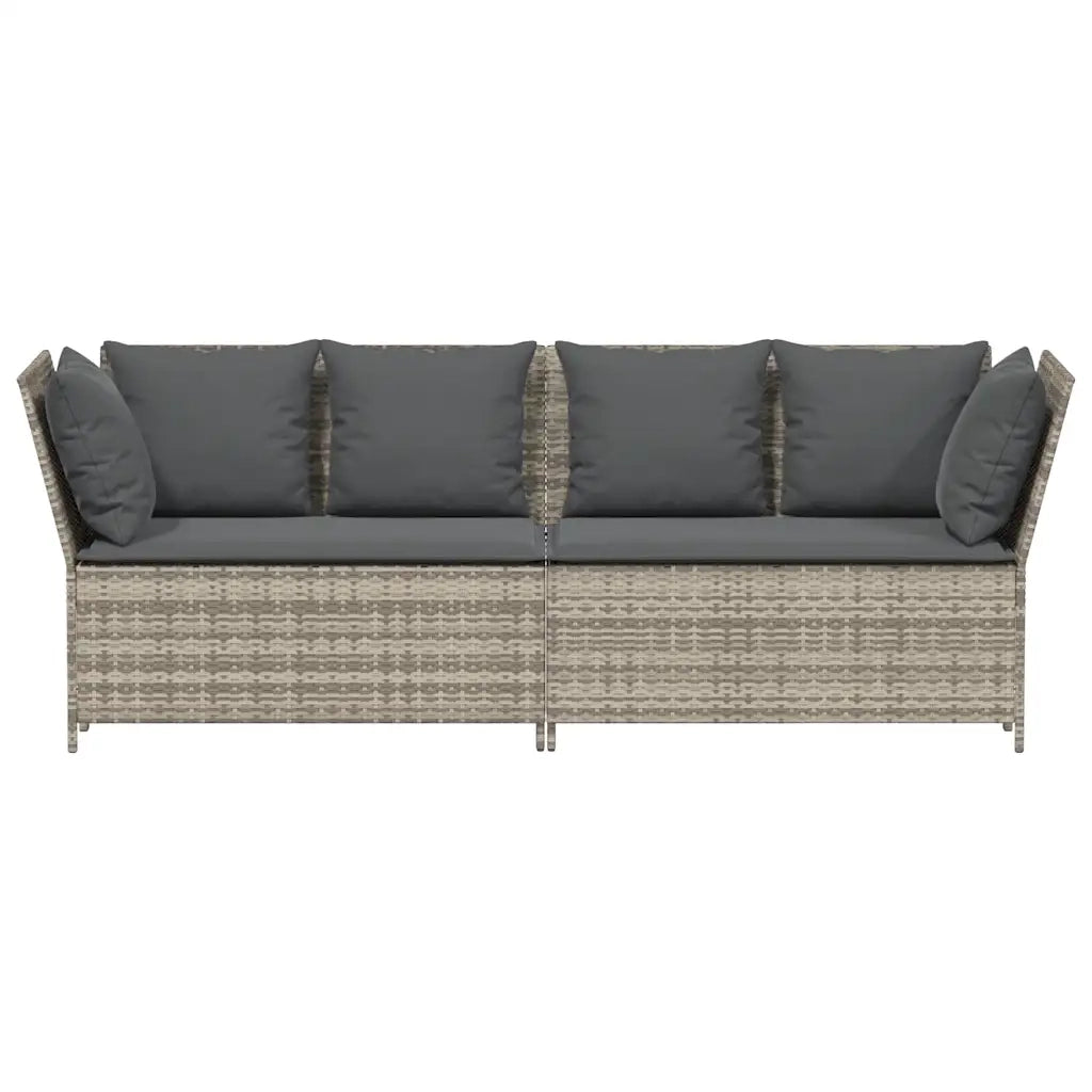 Divano da Giardino con Cuscini in Polyrattan Grigio Chiaro 4104127