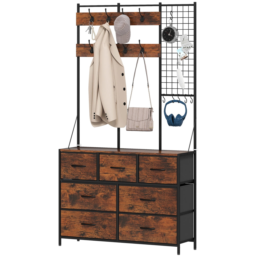 Mobile ingresso con scarpiera, appendiabiti, cassetti e ripiani ¨C Xylo ¨C 100x30x183 cm marrone rustico