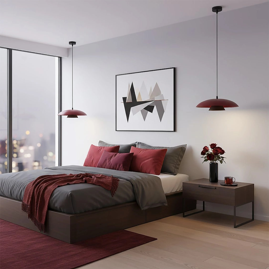 Lampada sospesa Babel 1xGX53 bordeaux/nero Emibig