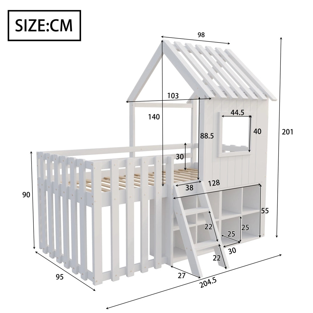Letto casa bambini - Xylo - 90x200 cm legno bianco
