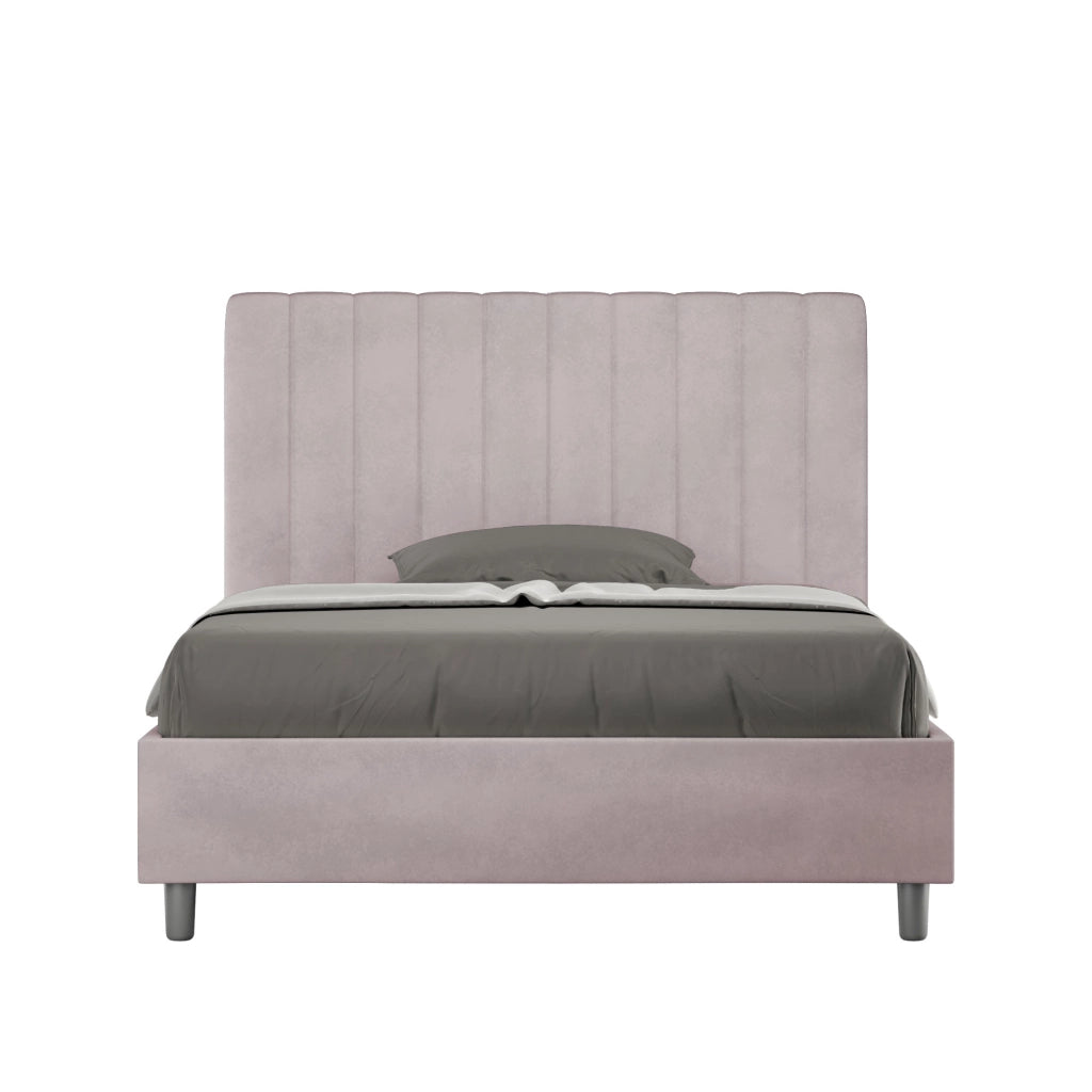 BS COM Letto una piazza e mezza contenitore imbottito 120x200 microfibra glicine