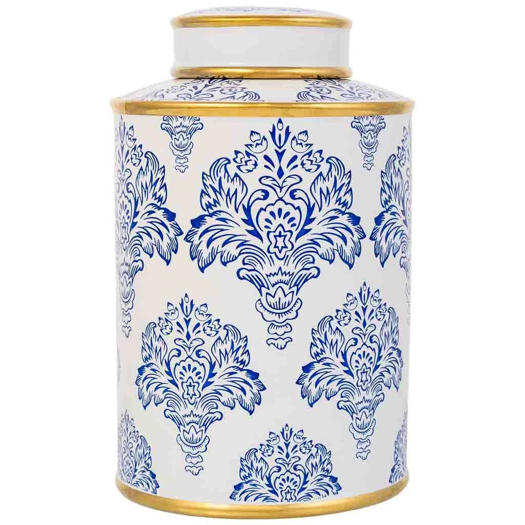 Vaso in ceramica bianca e blu, D17x27h cm