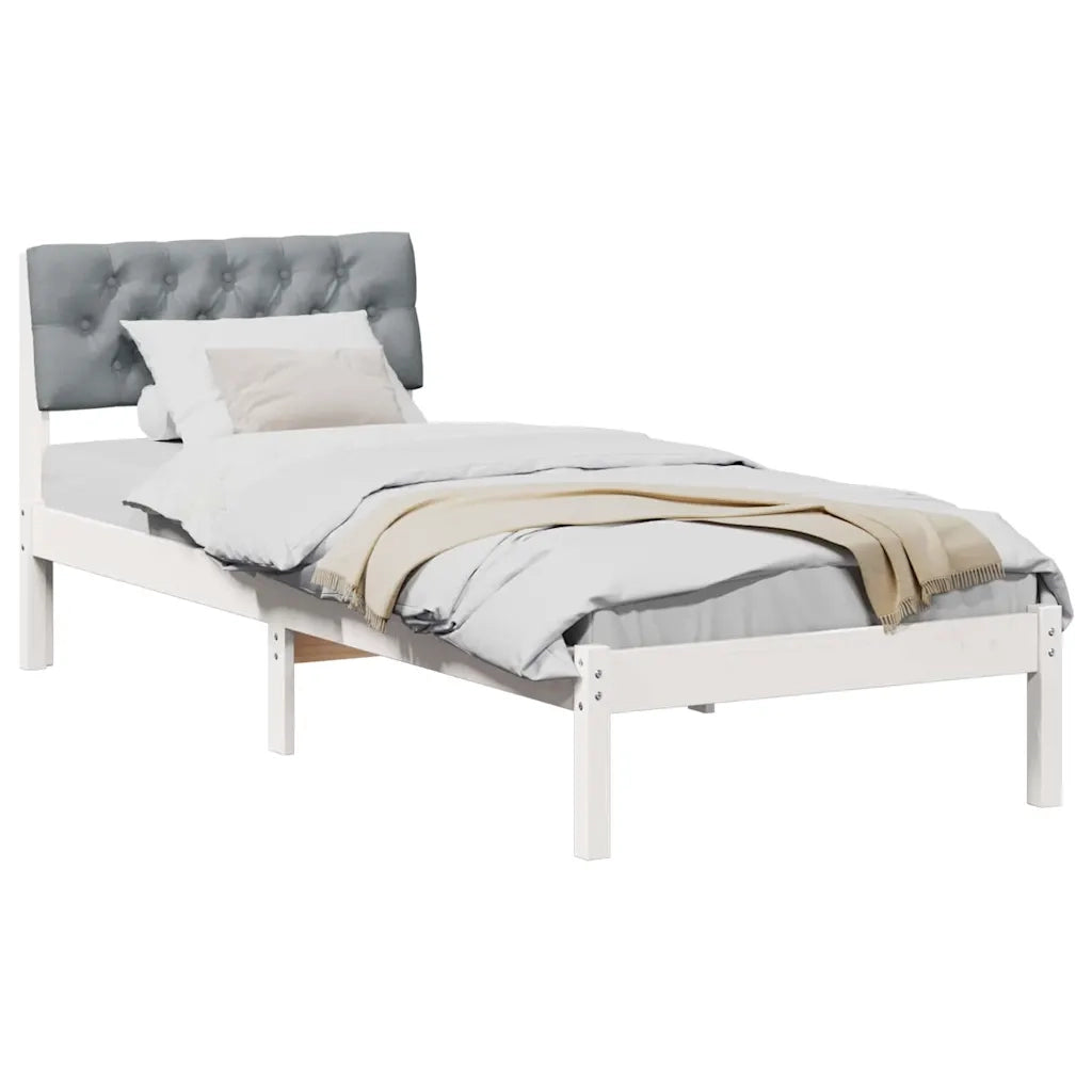 Struttura del letto-Giroletto-Rete del Letto Bianco e grigio chiaro 75 x 190 cm 145287