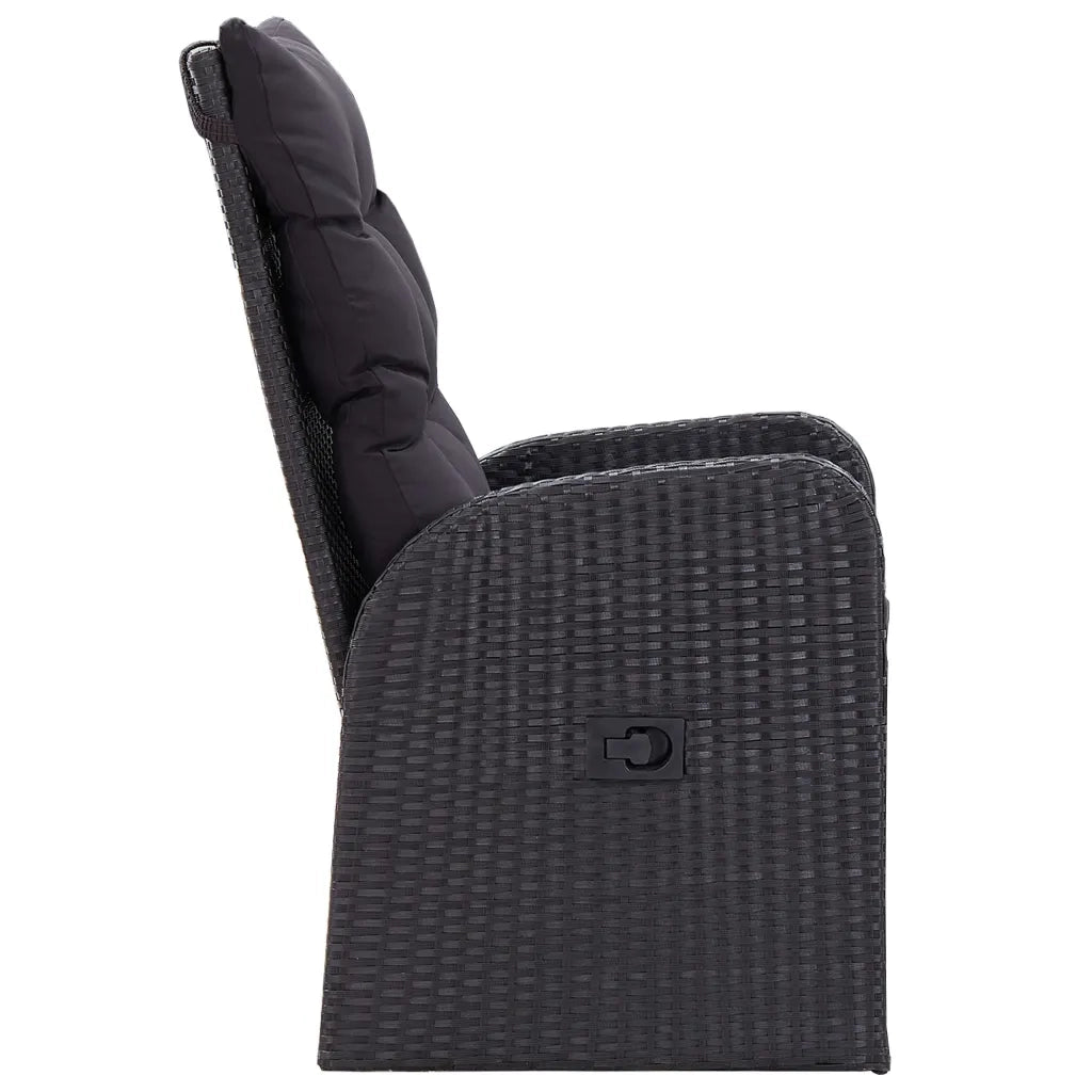 Set da Pranzo da Giardino 7 pz con Cuscini Nero 3099494