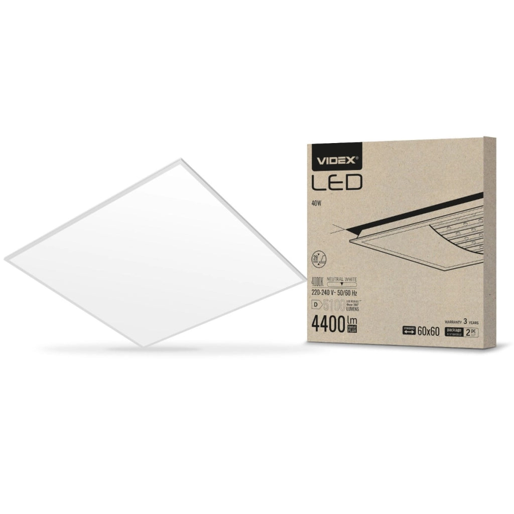 Pannello LED incasso 60x60 40W 4000K 5100lm Videx
