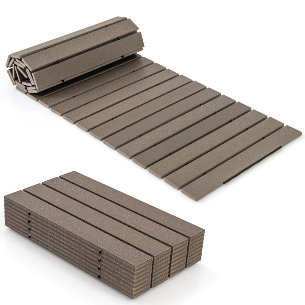 Camminamento dritto con telaio in HDPE superficie antiscivolo con filo metallico-Passerella da giardino esterna da 242 cm Grigio