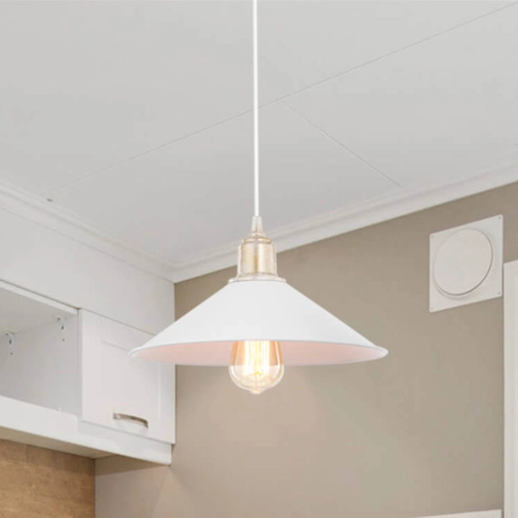 Lampada a Sospensione 'Hinckley' con Paralume a Cono - Bianco/Bronzo [lux.pro]