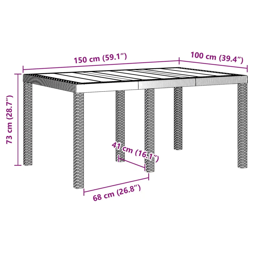 Set da Pranzo per Giardino 5 pcs Antracite Rattan Polt