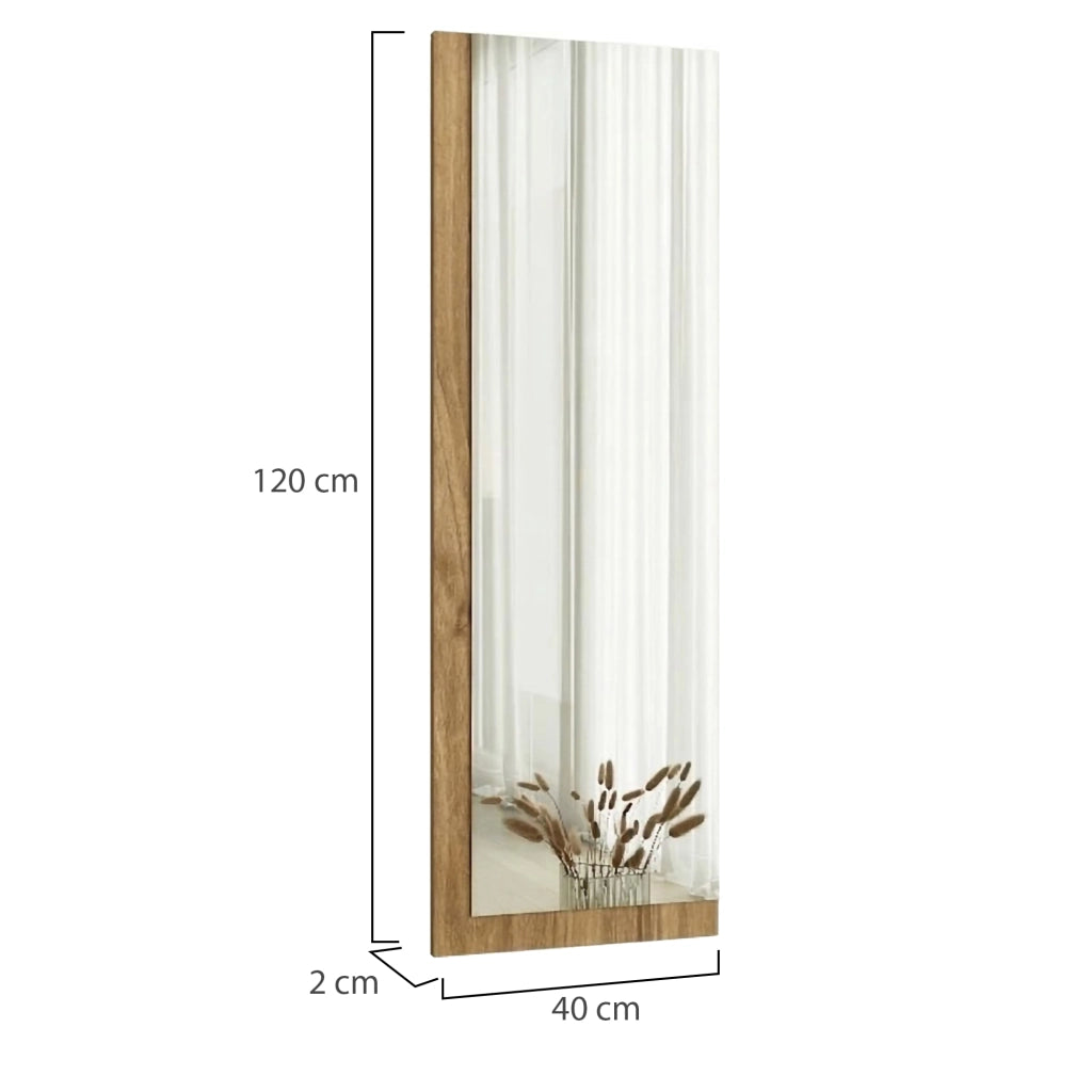 Solbiate, Specchio Forma Rettangolare, 40x120h cm Marrone Noce