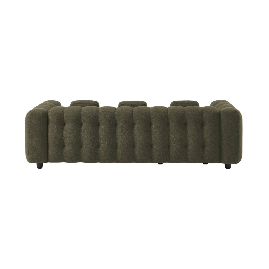 Divano angolare reversibile in tessuto bouclé testurizzato, verde kaki