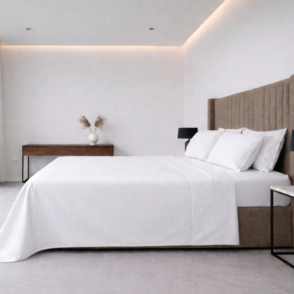 Sarenina, set Completo Letto Piazza e Mezza in Policotone, Bianco