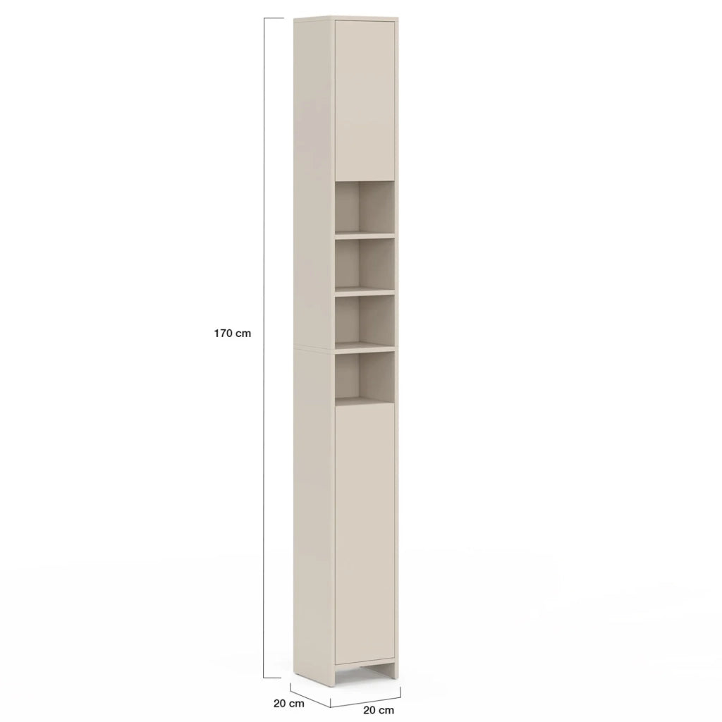 IDMarket - Mobiletto TOMI a 2 ante con 4 nicchie beige