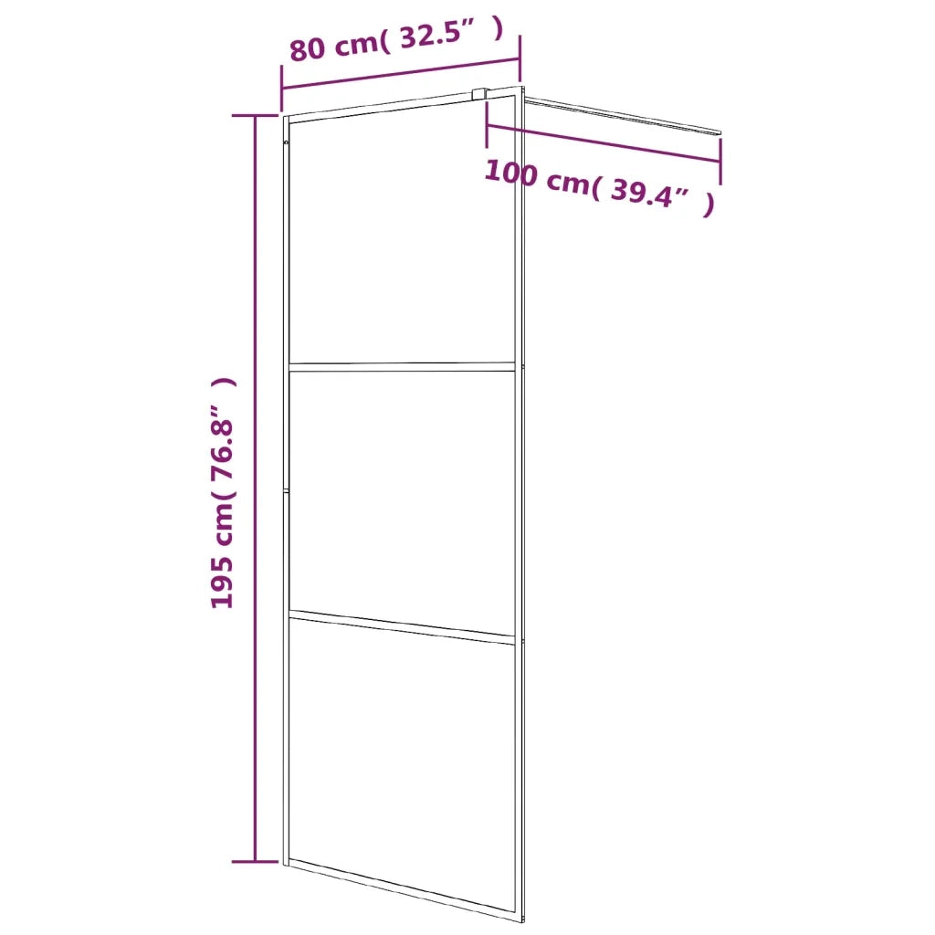 Parete Doccia Walk in Nera 80x195 cm in Vetro Trasparente ESG CFW6037604
