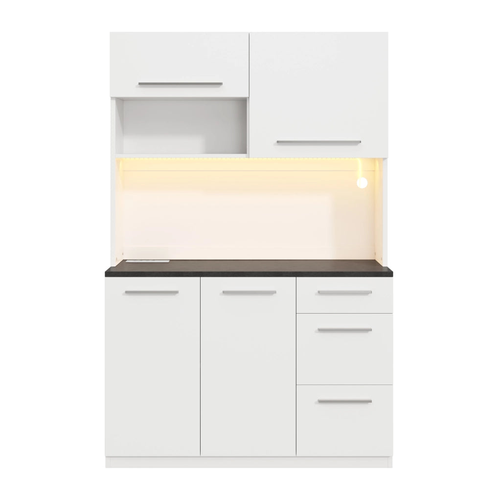 MADIA 120x40x180 cm Bianco con prese, USB-A, USB-C e LED