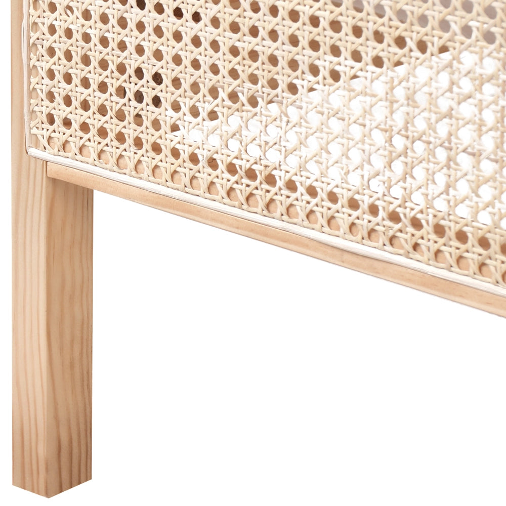 Letto in legno di pino marrone chiaro UE matrimoniale 160 x 200 cm con testata a treccia viennese a doghe stile rustico minimalista