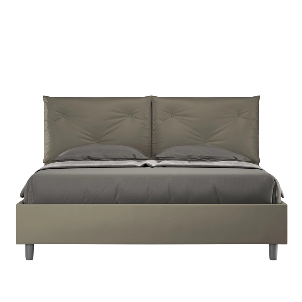 BS COM Letto matrimoniale senza rete imbottito 160x190 similpelle cappuccino