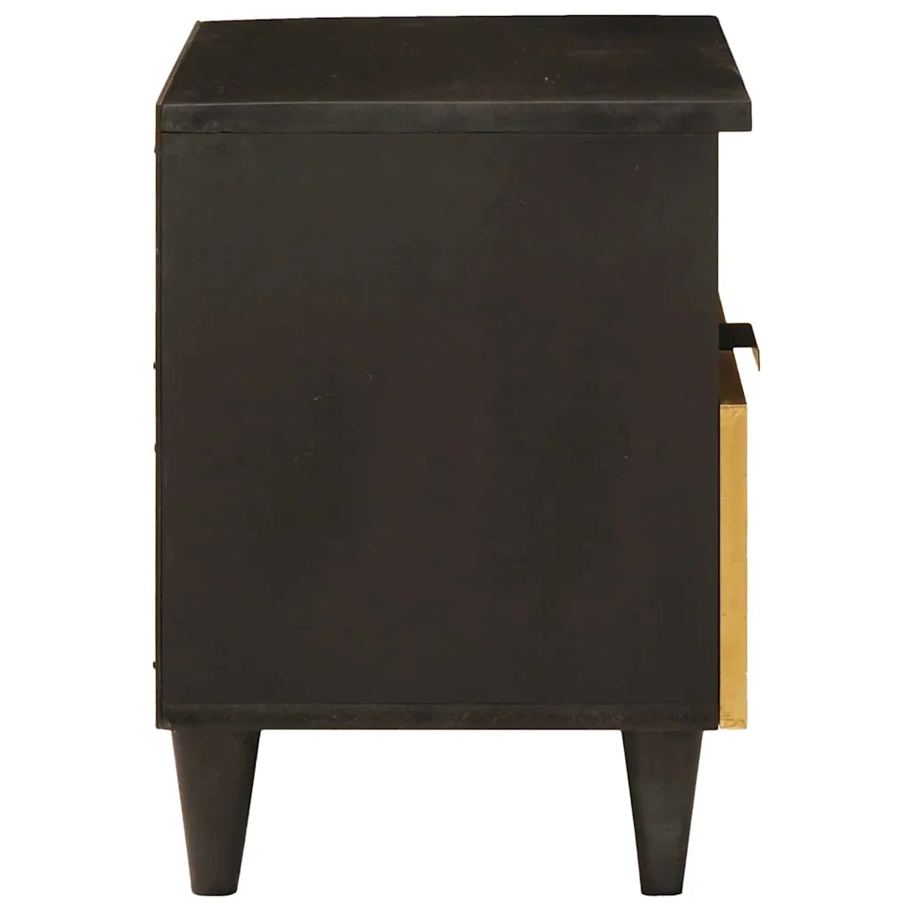 Comodino | Armadio da Notte | Mobiletto da notte Nero e Oro 40 x 33 x 46 cm