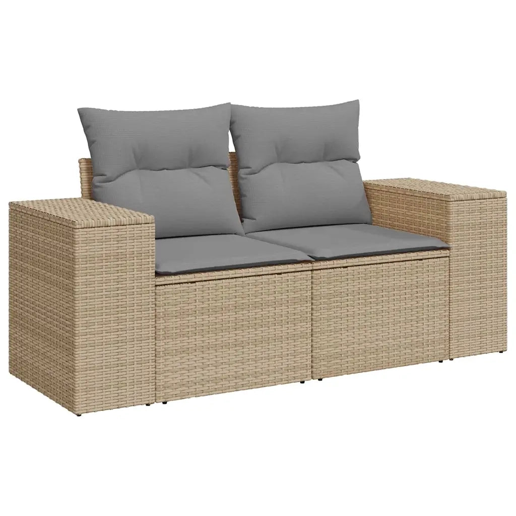 Set Divano da Giardino 5 pz con Cuscini Beige Polyrattan Acacia 3328095