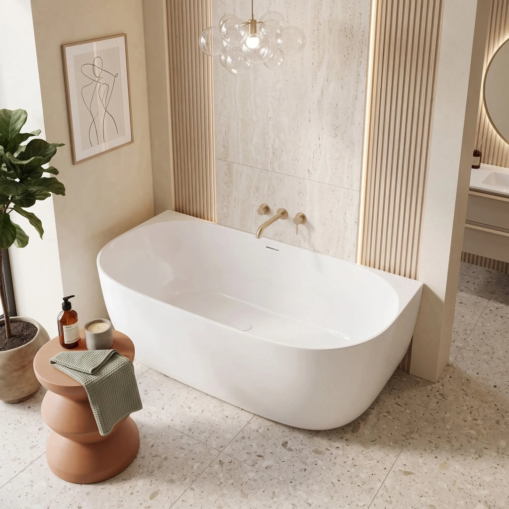 Vasca Bagno A Parete Rea Eris 170cm Copritappo nero