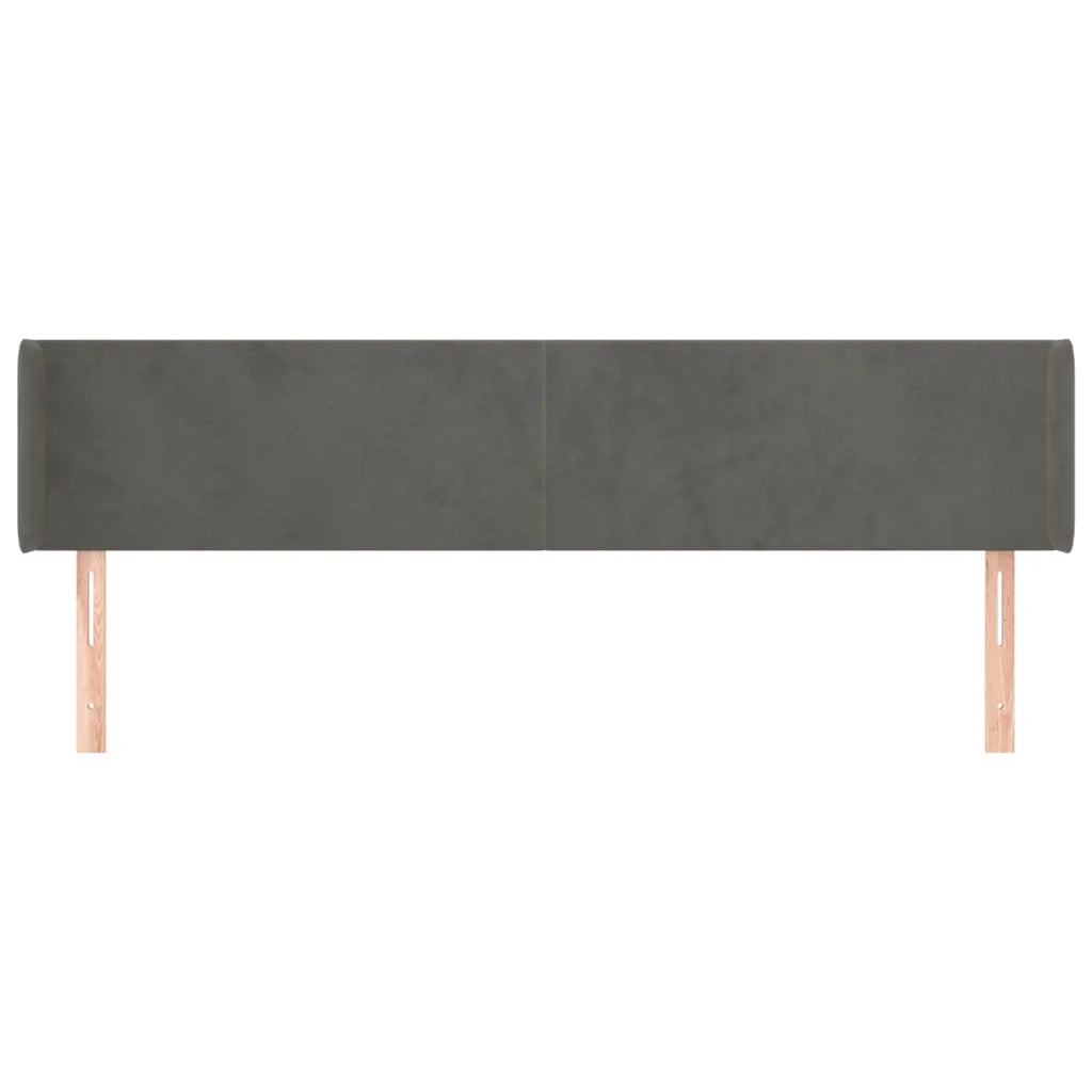 Testiera | Testata ad Orecchio Grigio Scuro 203x16x78/88 cm in Velluto