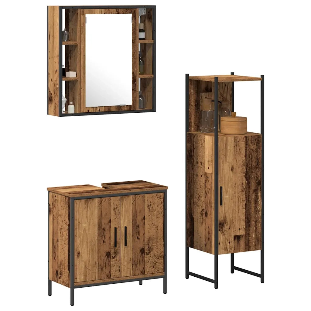 Set di mobili per il bagno 3 pcs Marrone Legno multistrato 3332559