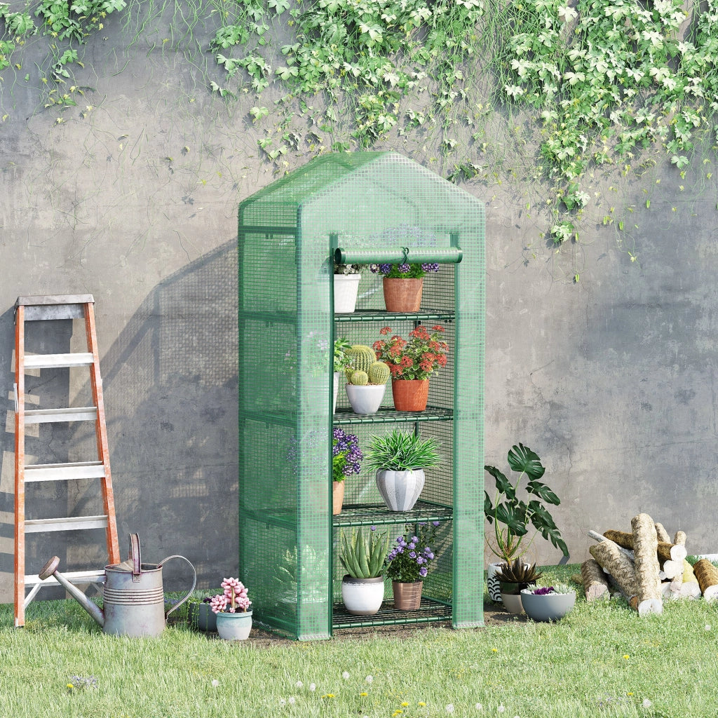 Serra Verticale per Giardino con Scaffale ¨C Minimal ¨C Verde 70x50x160cm