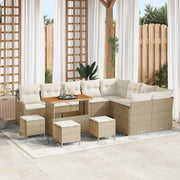 Set Divano da Giardino con cuscino 13 pcs Beige polyrattan