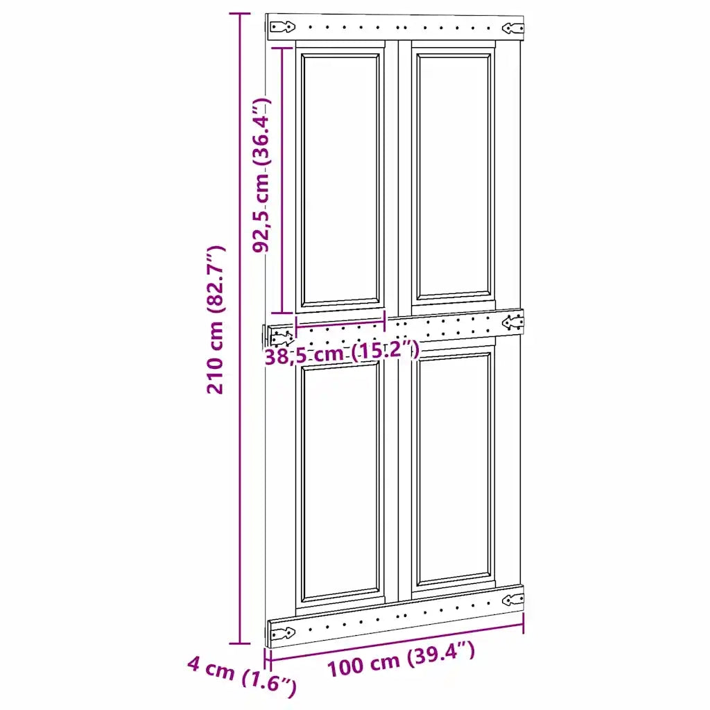 Porta del fienile Corona 100 x 210 cm Legno Massello di Pino 42021204